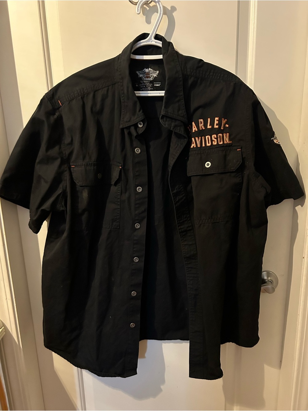 Harley-Davidson Men's Black Short-Sleeve Button Shirt XL